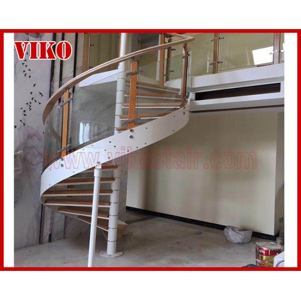 Spiral Staircase VH25S    Tread Beech Tempered glass 304 Stainless Steel Stainless Steel Stair  Handrail Railing Glass
