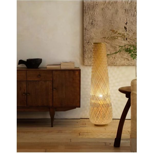 Bedroom Bedside Lamp Tea Room Japanese E27 Weave Bamboo Floor Lamp(WH-MFL-216)