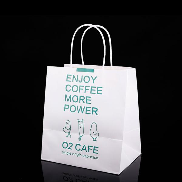 Custom CMYK 4 Color Offset Printing Luxury Kraft Paper Shopping Bag for Coffee Juice Drink