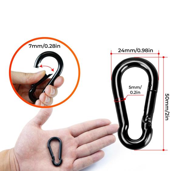 OEM Black Oxide Finish Carbon Steel Snap Hook Carabiner Customizable For B2B