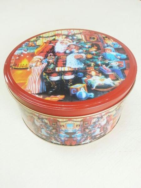 Recipientes de armazenamento da lata do biscoito do Natal, caixas pequenas cilindróidas da lata do armazenamento do alimento