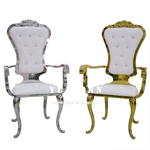 Luxury Romantic Stainless Steel Wedding Chair for Banquets and Royal Princess Events for Living Room Apartment or Villa