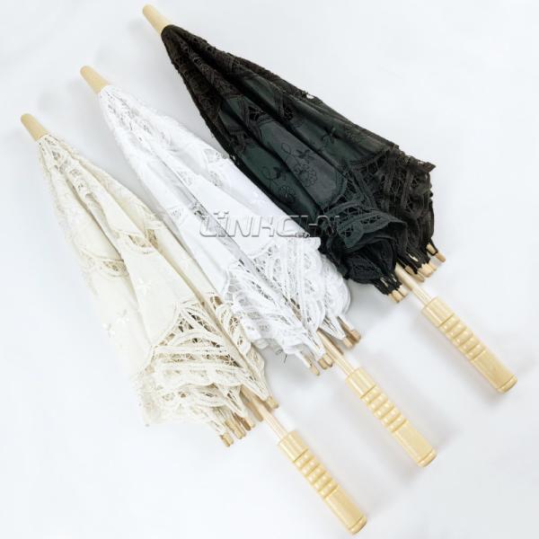 Popular Lace-Folding Wooden Parasol Wedding Umbrella for Promotional Party Supplies