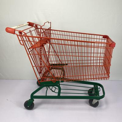 210L tipo alemão carro do trole da compra do armazém vermelho e verde com as rodas do plutônio de 5 polegadas