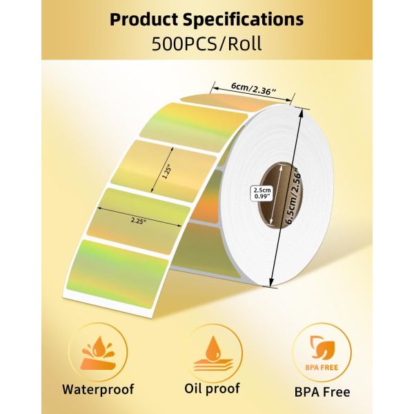 Handmade Adhesive PVC Sticker Roll Transparent Waterproof Holographic Label Paper for Clothing Bottle Promotion Use