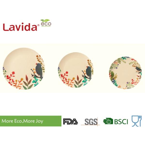 Customized Bamboo Disposable Dinnerware European Water - Colored Flowers And  Birds Style