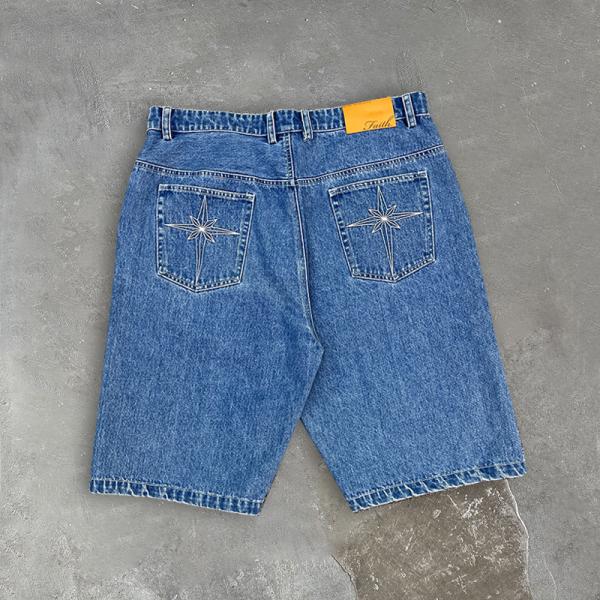 Pantalones cortos de mezclilla personalizados para hombre con estampado de pedrería, pantalones cortos de mezclilla para hombre, transpirables, vintage, ropa de calle, bordados, para verano