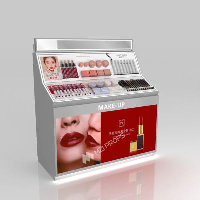 Store Cabinet Grey Wooden Makeup Front Cabinet With Light Box For Customized Display Furniture And Branding Store Shelf