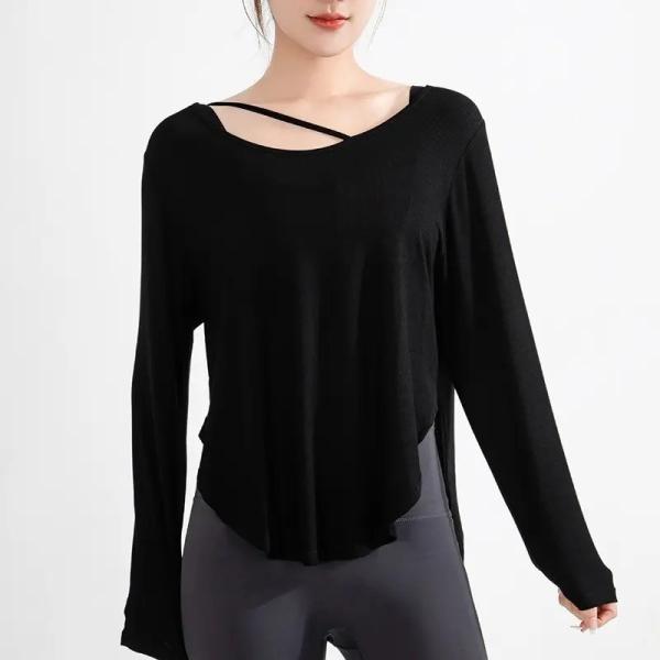                  New Sportswear Women′s Long-Sleeved Loose T-Shirt Fitness Clothes             