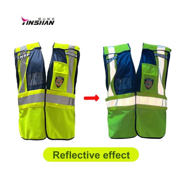 Veste réfléchissante fluorescente jaune personnalisée à haute visibilité pour les agents de sécurité