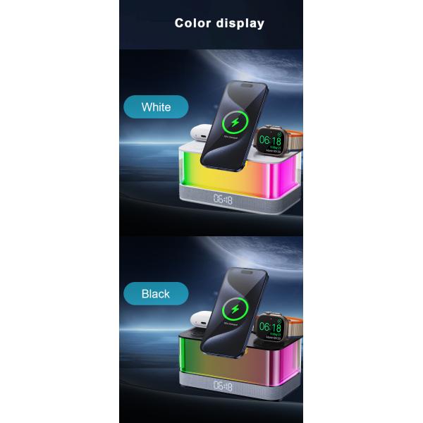 Беспроводное зарядное устройство с поддержкой Qi и динамик Bluetooth с яркими огнями Совместимость устройств с поддержкой Qi