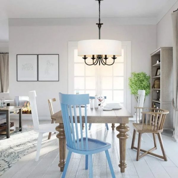 American Fabric Shade Chandelier Rustic Vintage Minimalist Fabric Pendant Lamp Retro Fabric Hanging Lighting (WH-VP-369)