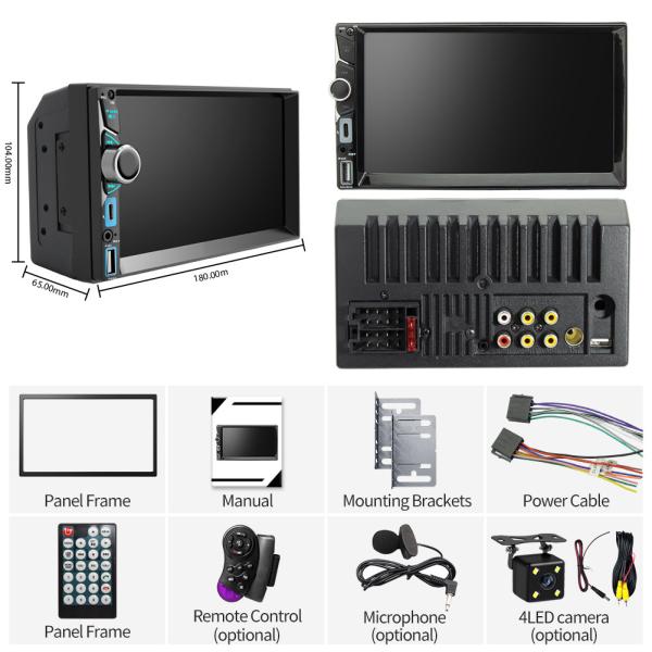 GRANDnavi 2 Din 7Inch MP5 Car Stereo Wince System BT Wifi Wireless CarPlay