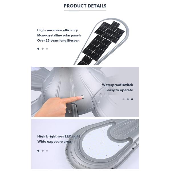 Die Casting Aluminum LED Outdoor Garden Solar Light All In One Street Light 48W 96W For Courtyards