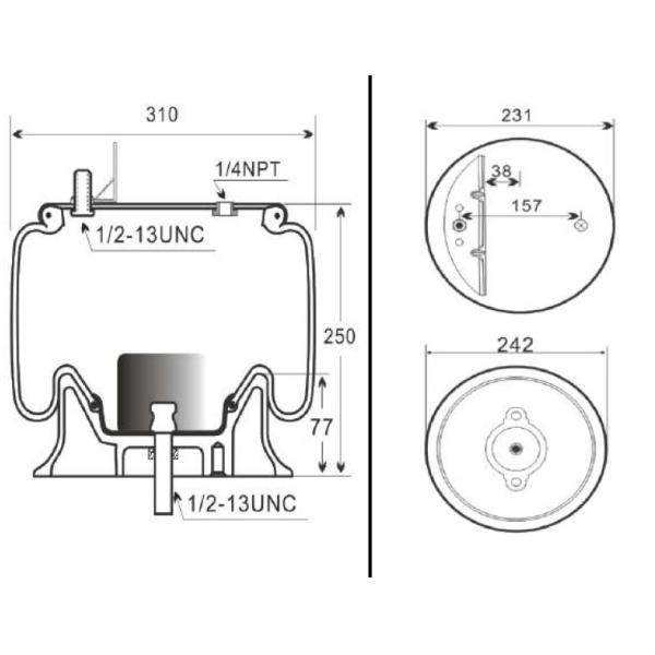 Firestone material de borracha W01-358-9335/Contitech da mola de ar do caminhão do OEM: 910-14P465
