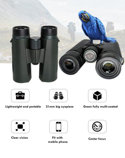 Roof Prism 10x42 ED HD Binoculars BAK4 Optics For Adults