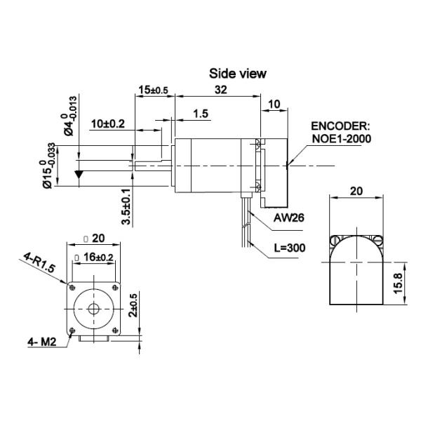 Медицинское оборудование NEMA 8 Stepper мотора 2 участков гибридный квадрат 20mm 1,8 градусов с кодировщиком