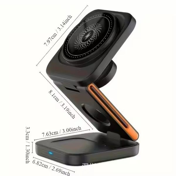 3 In 1 Desk Phone Watch Earbud Charger Magnetic Bamboo Wireless Fast Charging Dock 15W