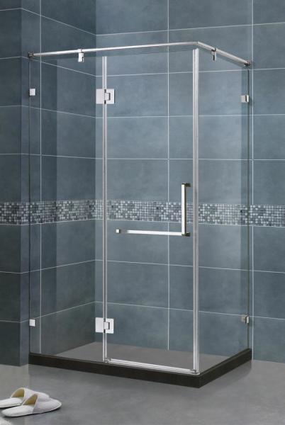 90 Degree Magnetic Seals Shower Screens Tempered Glass SS Support Bar and Hinge Swing Door