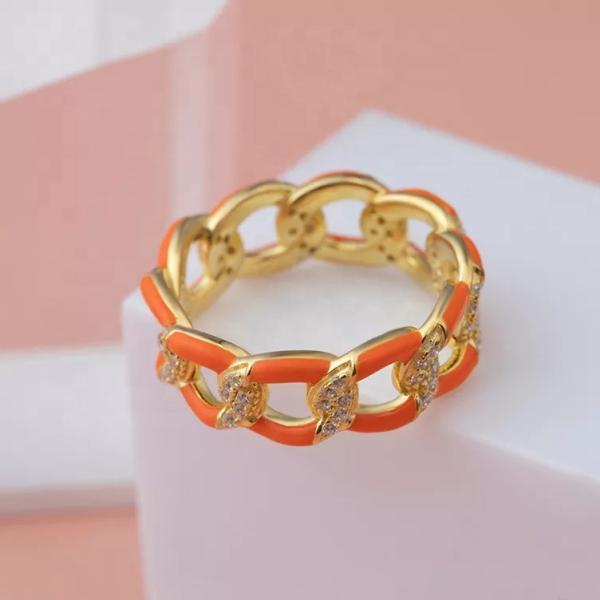 925 Sterling Silver Twist Ring Gold Plated Enamel Women'S Engagement Bands