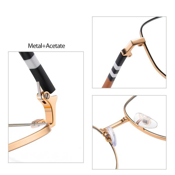 Transparent Lens Acetate Metal Glasses Large Frame Eyeglasses 5 Color