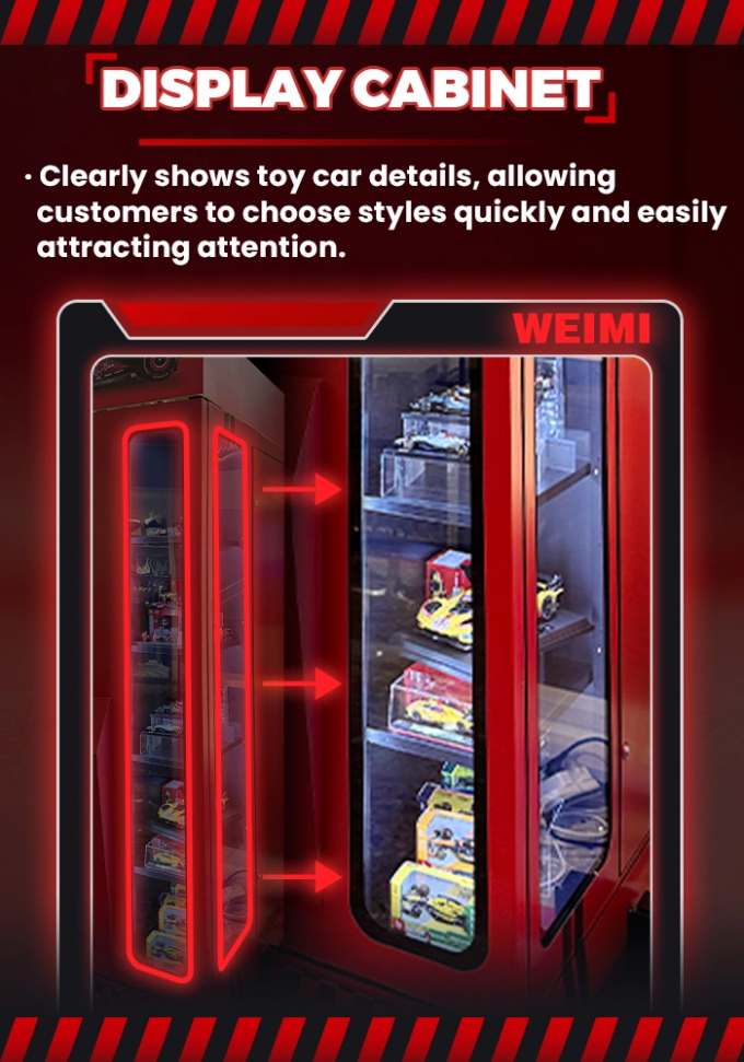 Fashion Toy Car Model Vending Machine with Transparent Cabinet and Costomized Stickers