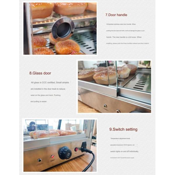 Hot Food Showcase Fried Chicken Food 220V Black Heated Display Cabinet with 500W Power
