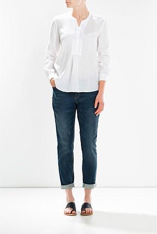 Simple White Pure Muslimah Linen Blouse Women Ladies
