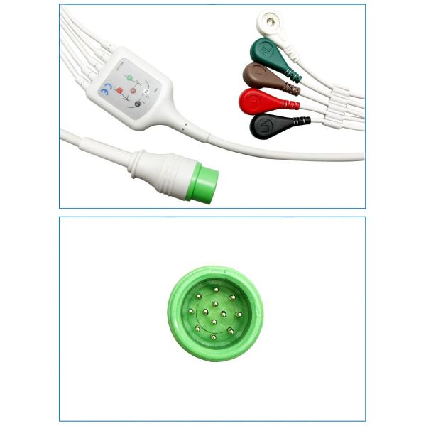 Sichuang 712T Compatible 12PIN ECG Cable with Leads One-Piece Series Medical Consumables