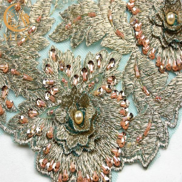 Отбортованное платье свадьбы шнурует вышивку ширины ткани 135cm Handmade 1 двор