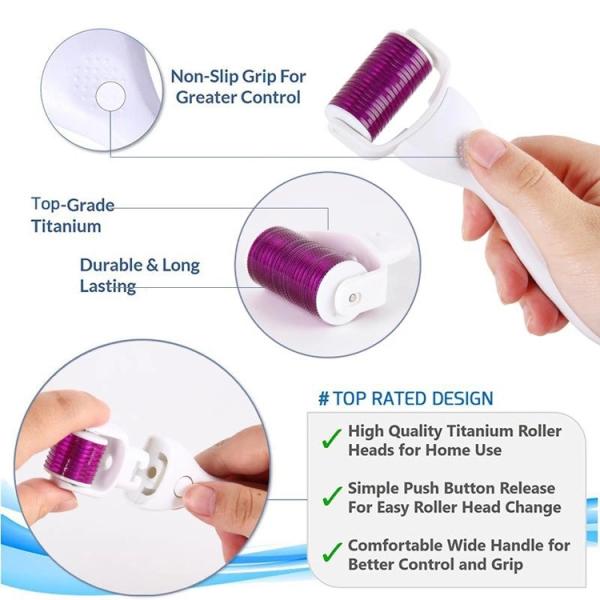 NO Plugs Type Titanium Derma Roller for Face Target Area Body 3-in-1 Design