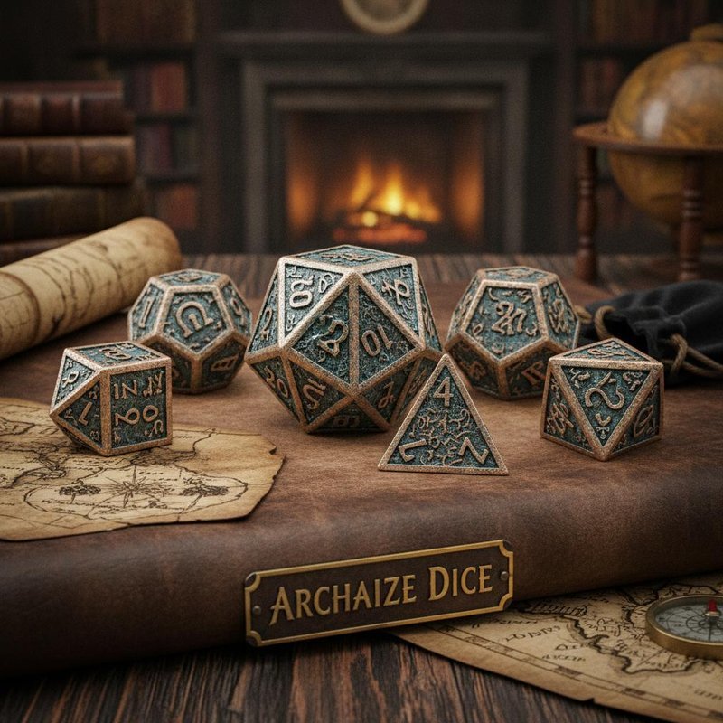 Lightweight High Durability Archaize Dice with Engraved Numbers for Tabletop Games