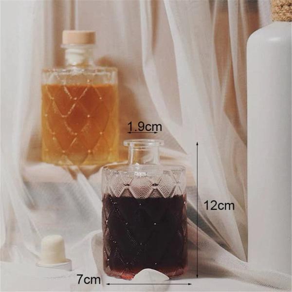 Round 200 ml 500 ml 700 ml Glass Bottle for Whisky Vodka Wine Carving Cork Juice Milk Tea Drink