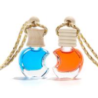 Botellas de vidrio de difusor de suspensión redonda plana Perfume para automóviles 8 ml