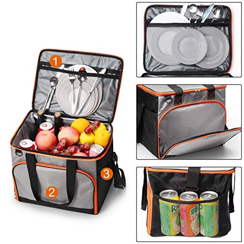 40 Cans Insulated Cooler Tote Bags Stylish With Insulated Compartment Hiking BBQ Party