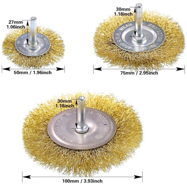 14 onzas de arena gruesa del alambre de la rueda de cepillo del sistema 7pcs del cepillo de cobre amarillo de la taza