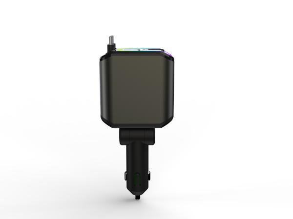 Retractable Cable 4 In 1 USB Car Charger 120W Fast Car Phone Charger