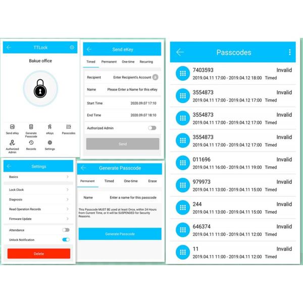 TT Lock APP Fingerprint Lock Bluetooth Smart Lock Digital Electronic Lock Keyless Door Lock Handle Цинковая черная ручка
