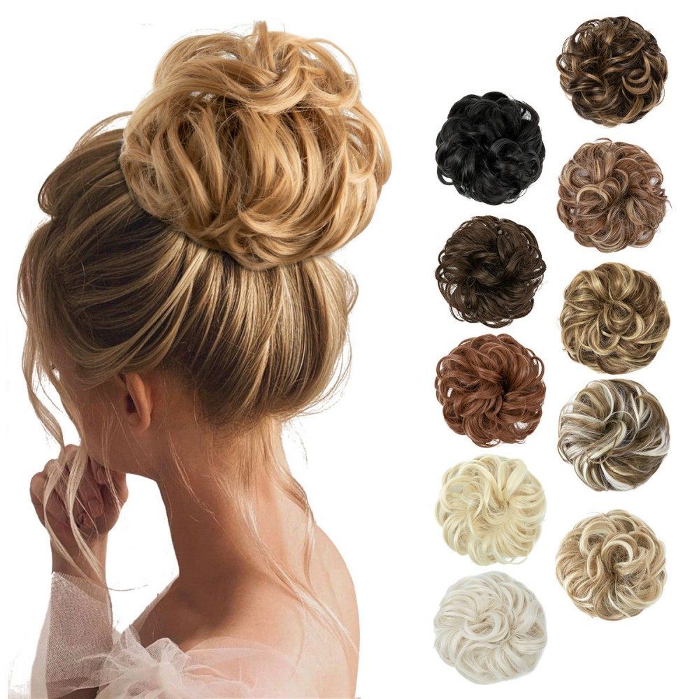 Synthetic Messy Bun Hair Piece Wavy Chignon Scrunchies For Instant Volume
