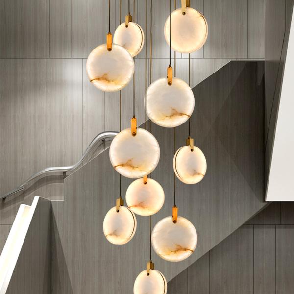 Modern Long Pendant Lights Luxury Staircase Marble Pendant Light(WH-NC-62）