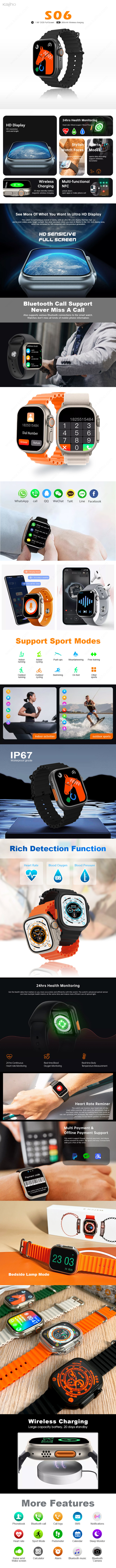 Андроид Pulsera Actividad IP67 para отслежывателя фитнеса Llamadas Reloj Inteligente Hombre Deportivo жулика Mujer Smartwatch S06