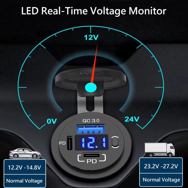 Popular 12V 24V Dual USB Car Charger Water Resistant Universal Car Charger