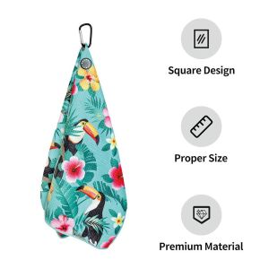 Magnet Towel Leaves Flowers Double-sided Printing Waffle Golf Towel