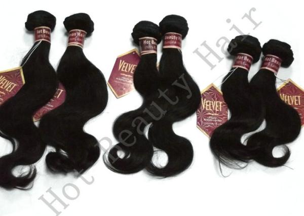 Body Wave Virgin Human Hair Extensions Natural Black / Brown Color