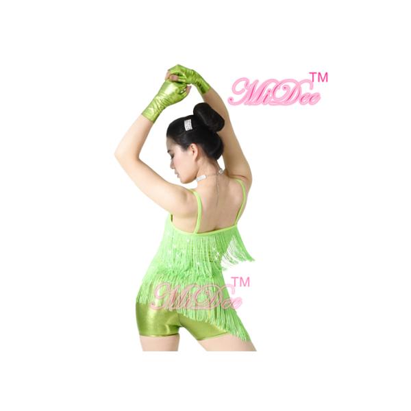 Latin Dance Competition Costumes With Asymmetrical Camisole Sequin Biketard