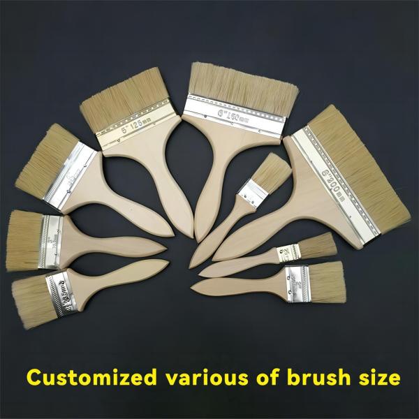 Применение настенной краски с 4-дюймовой чистой щеткой и белой деревянной ручкой