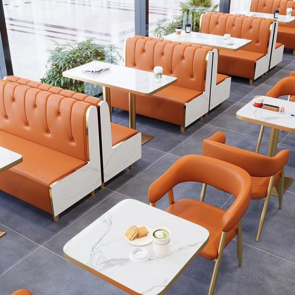 Hot Sale Cafe Marble Restaurant Coffee Shop Sofa and Booth Seating Chair and Table Set Furniture for Coffee Shop
