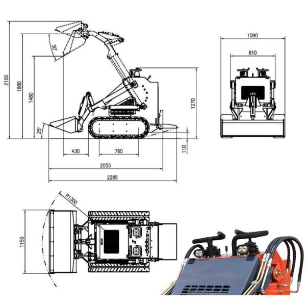 Полностью гидравлический, который катят затяжелитель Crawler дизельного бензина затяжелителя кормила скида мини