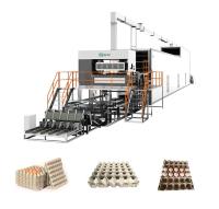 Máquina de formar caixas de ovos de papel rotativo com sistema de limpeza automática