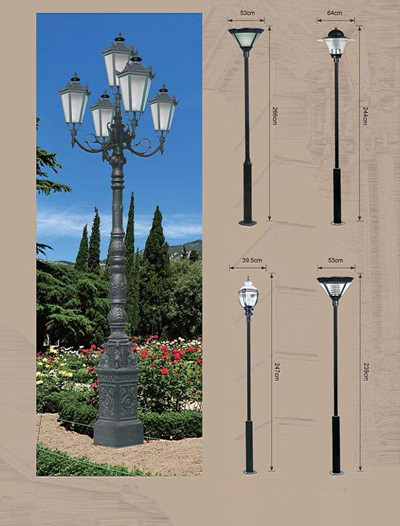 Residential Art Decorative Cast Iron Lamp Post For Garden , Victorian Lamp Post